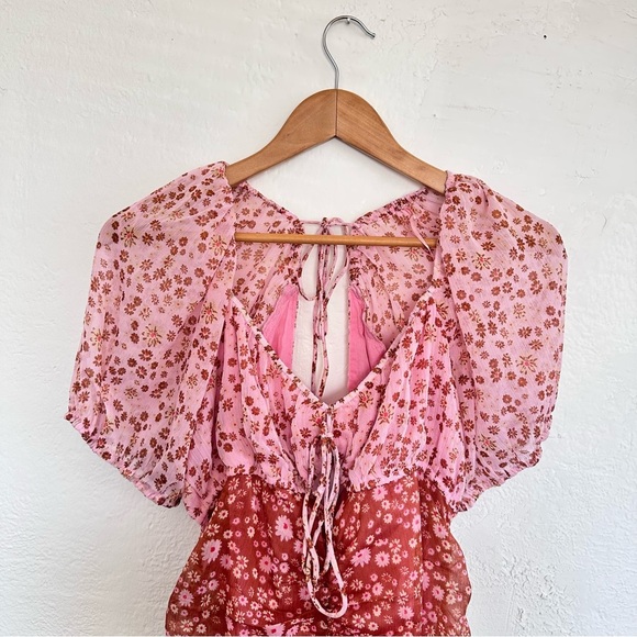Free People Floral Ruched Mini Dress - Picture 7 of 9